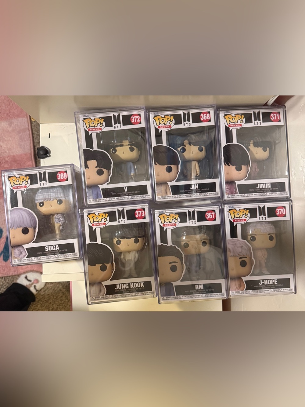 BTS Holographic Poster& set of bts “proof” pops in hard shell cases excellent